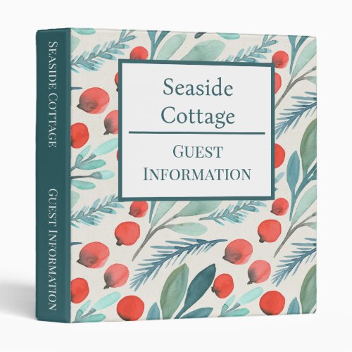 Airbnb Vacation Rental BerriesLeaves Welcome 3 Ring Binder