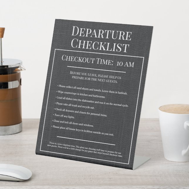 Airbnb Vacation Rental Guest Information Checkout Pedestal Sign (In SItu)
