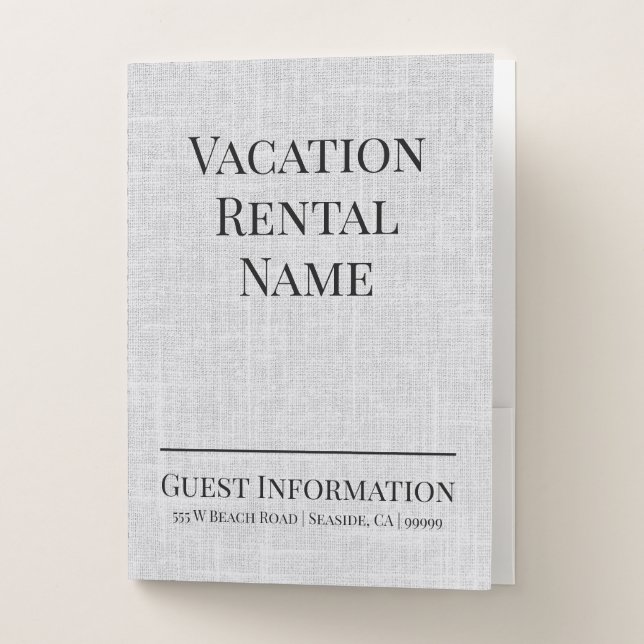 Airbnb Vacation Rental Guest Information Welcome Pocket Folder (Front)