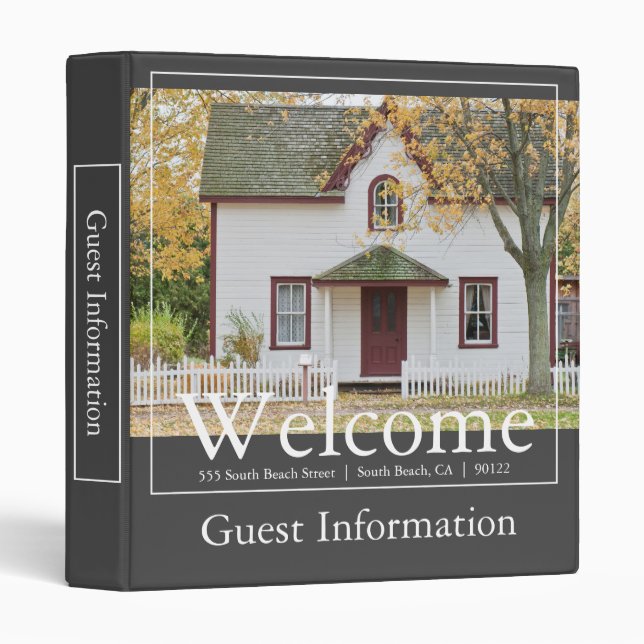 Airbnb Vacation Rental Photo Guest Information 3 Ring Binder (Front/Spine)