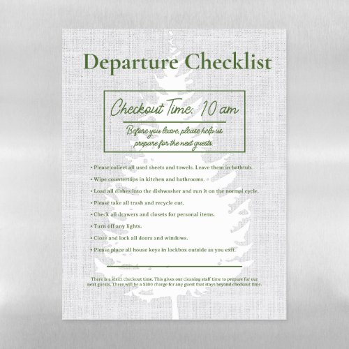 Airbnb Vacation Rental Sign Checkout Checklist Mag Magnetic Dry Erase Sheet