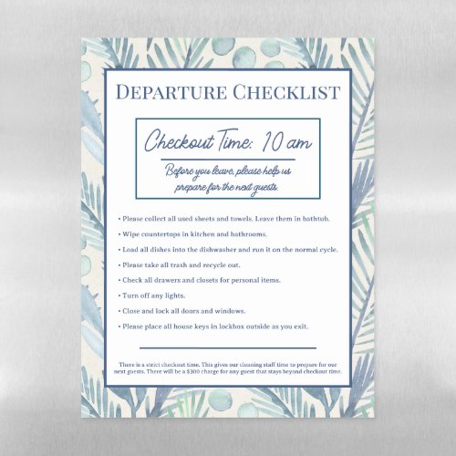 Airbnb Vacation Rental Sign Checkout Checklist Mag Magnetic Dry Erase Sheet
