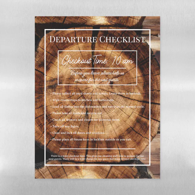 Airbnb Vacation Rental Sign Checkout Checklist Mag Dry Erase