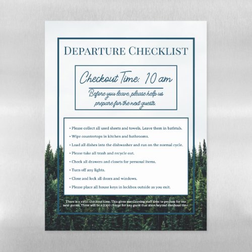Airbnb Vacation Rental Sign Checkout Checklist Magnetic Dry Erase Sheet