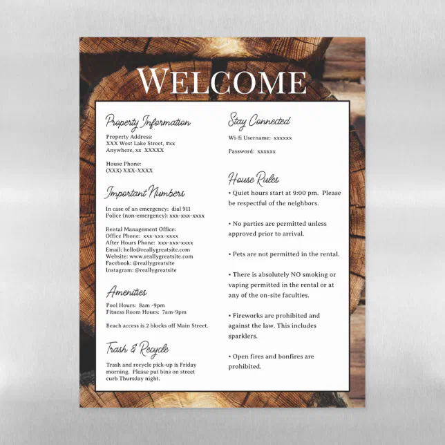 Airbnb Vacation Rental Sign House Rules Dry Erase