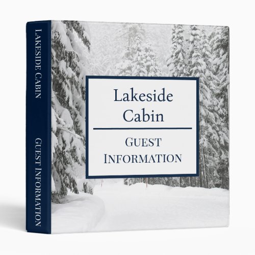 Airbnb Vacation Rental Winter Woods Cabin 3 Ring Binder