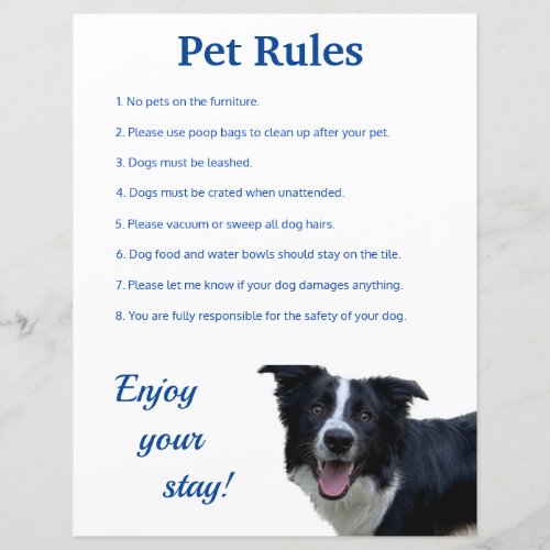 Airbnb Vrbo Pet Rules Sign Template Home Flyer