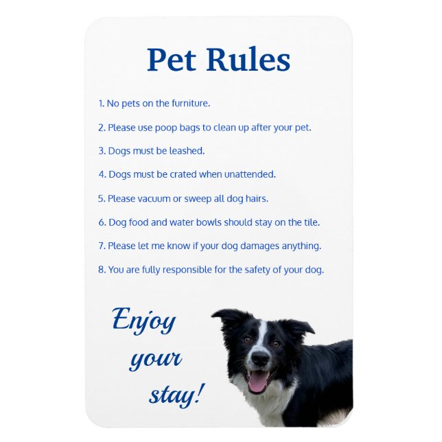 Airbnb Vrbo Pet Rules Sign Template Home Magnet (Vertical)