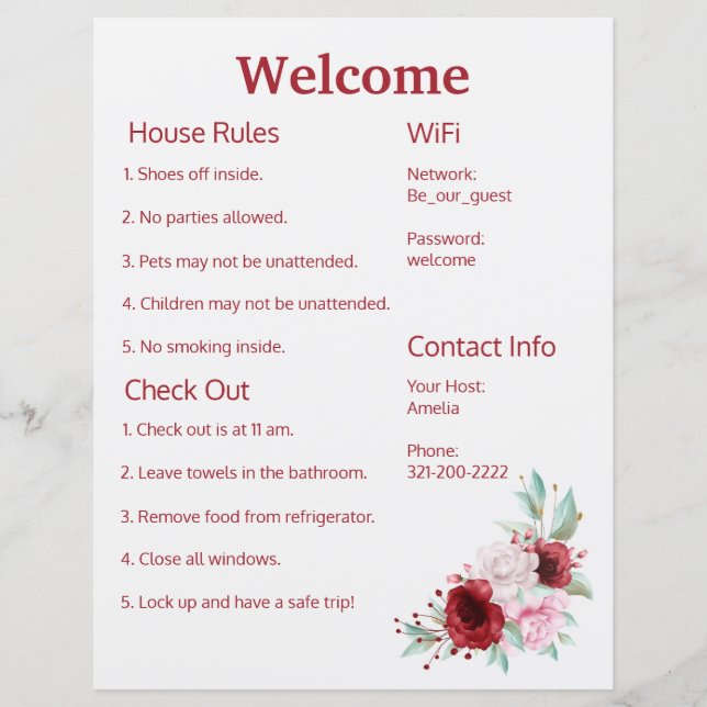 Airbnb Vrbo Welcome Sign Template Guide (Front)