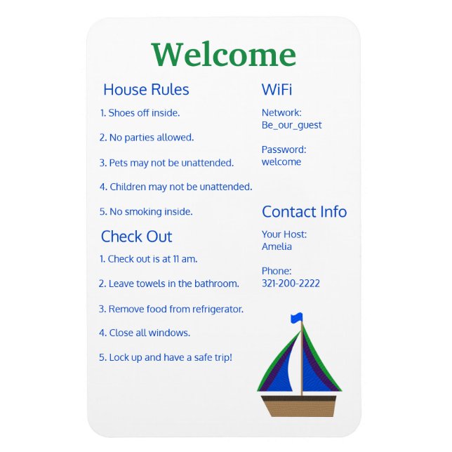 Airbnb Vrbo Welcome Sign Template Home Magnet (Vertical)