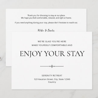 Airbnb Welcome Enjoy Stay Home Rental Postcard