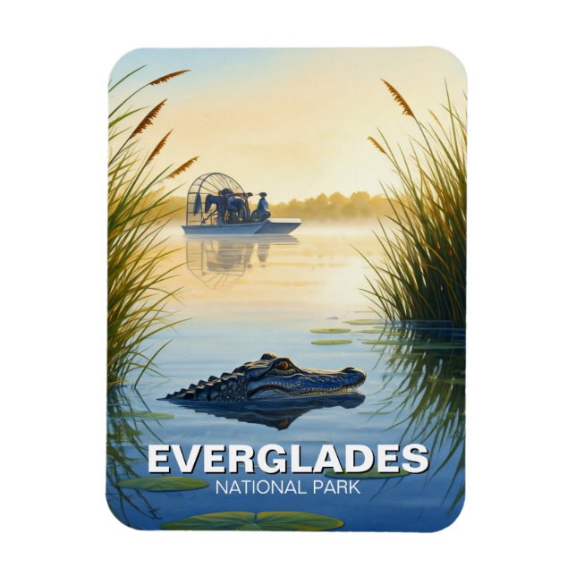 Airboat Alligator Everglades National Park Florida Magnet (Vertical)