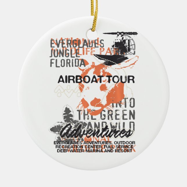 Airboat Alligator Tours Florida Everglades Nationa Ceramic Ornament (Front)