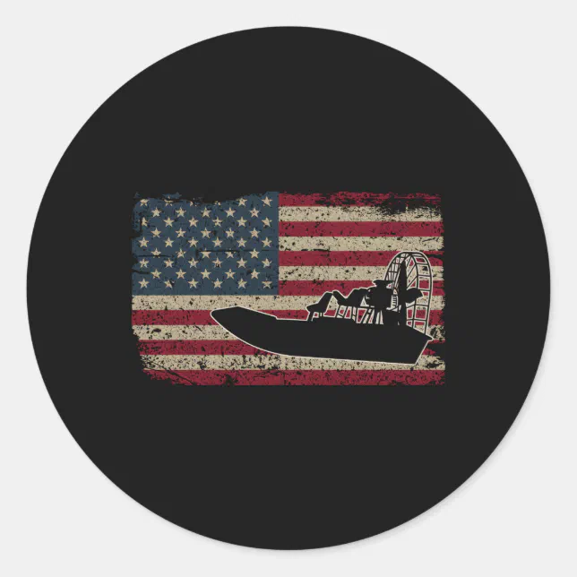 Airboat America Flag I Patriotic Airboat Captain R Classic Round ...