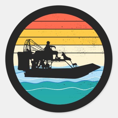 Airboat Fanboat Airboating Planeboat Vintage Retro Classic Round Sticker