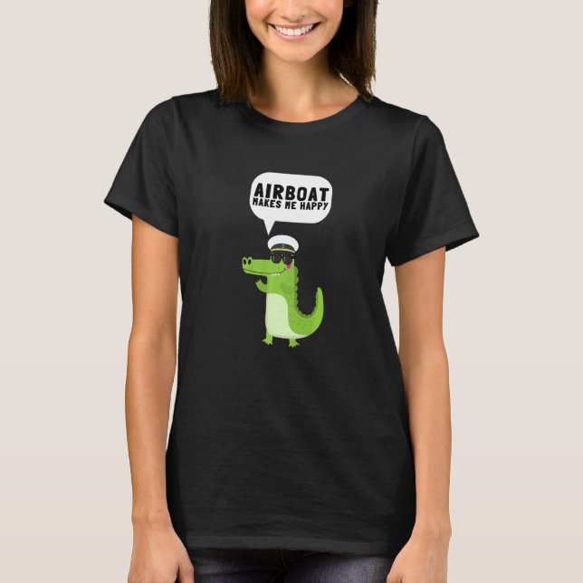 Airboat Swamp Hydroplane Fanboat Airboating Hover  T-Shirt (Front)