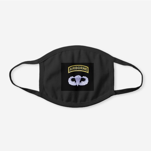 Airborne All The Way Black Cotton Face Mask (Front)
