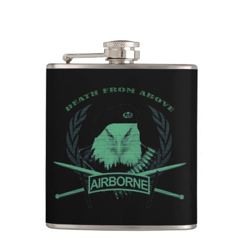 Airborne army military symbol style hip flask