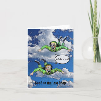 Airborne, army paratrooper, army cartoon - blank holiday card