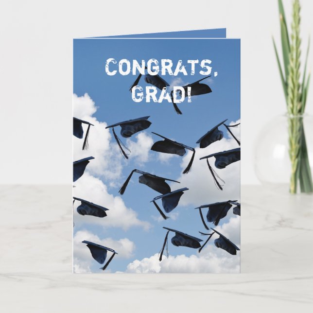 airborne black graduation caps card (Front)
