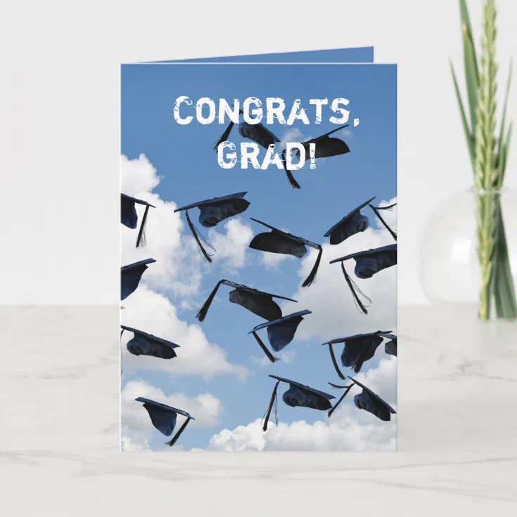 airborne black graduation caps card | Zazzle