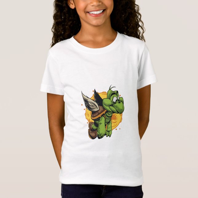 Airborne Cartoon Turtle T-Shirt (Front)