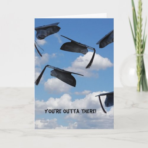 Airborne Graduation Hats in sky Card