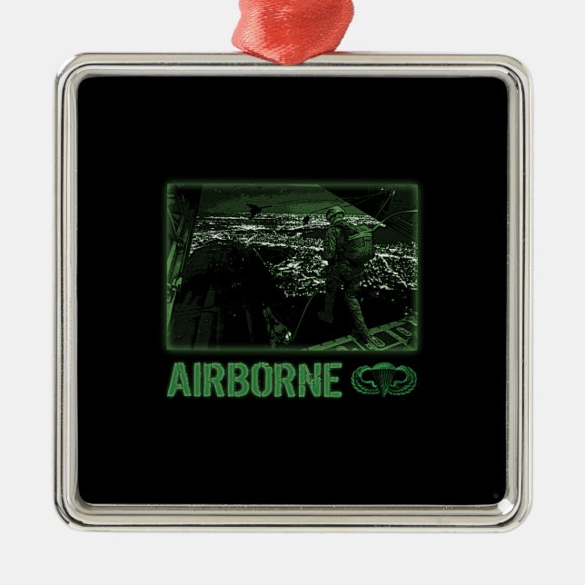 Airborne Jump at Night Metal Ornament (Front)