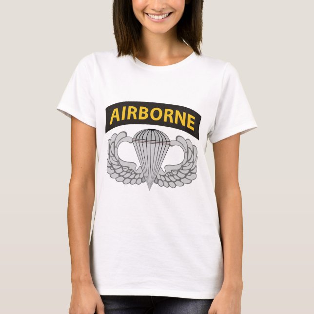 Airborne Jump Wings With Airborne Tab T-Shirt (Front)