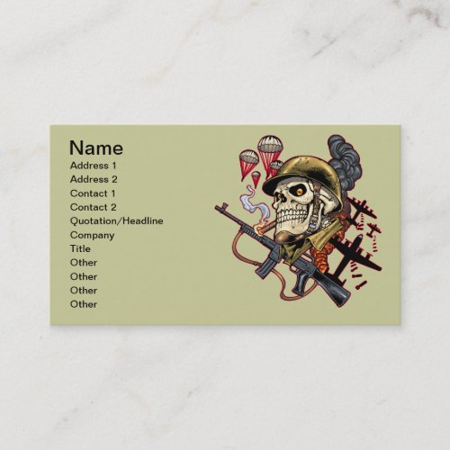 Airborne or Marine Paratrooper Skull with Helmet Business Card