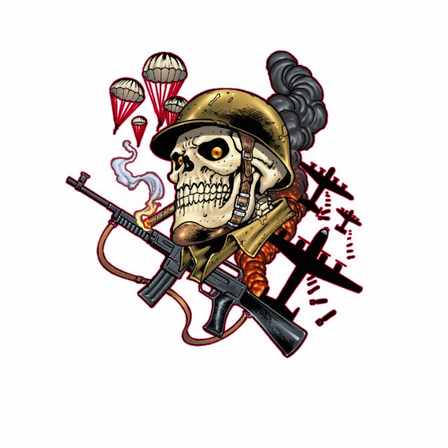Airborne or Marine Paratrooper Skull with Helmet Statuette (Front)