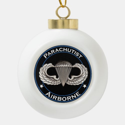 Airborne Parachutist Ceramic Ball Christmas Ornament