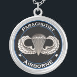 Airborne Parachutist Silver Plated Necklace<br><div class="desc">Original photo of an Airborne badge with text around</div>
