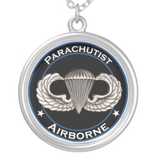 Airborne Parachutist Silver Plated Necklace