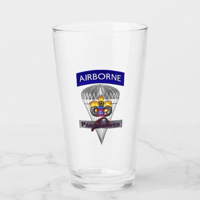 Airborne Paratrooper Beret & Flaming Wings Glass (Front)