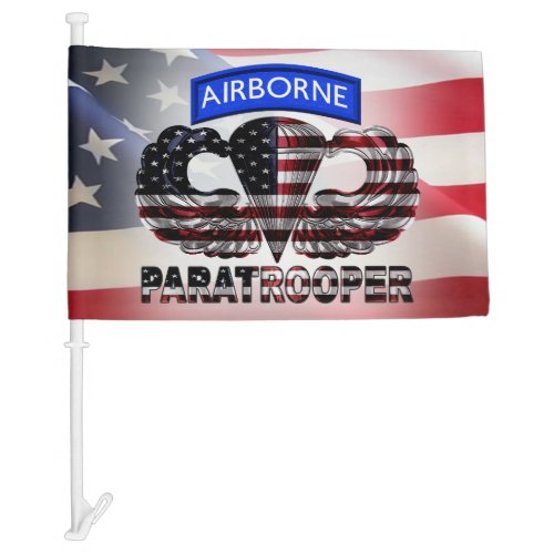 Airborne Paratrooper Jump Wings  Car Flag