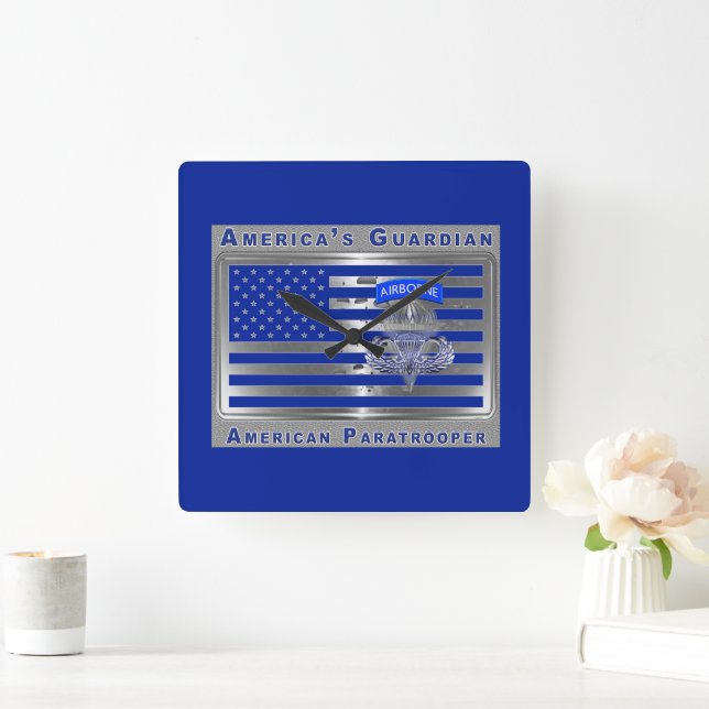 Airborne Paratrooper Square Wall Clock (Home)