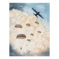 Airborne Paratroopers Jump from Hercules Aircraft