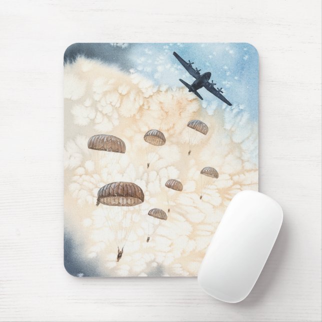 Airborne Paratroopers Jump Mouse Pad (With Mouse)