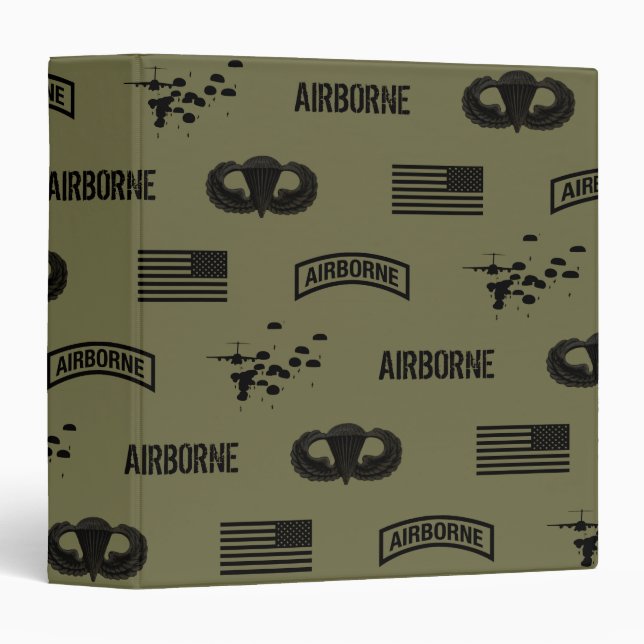 Airborne Pattern (Green) 3 Ring Binder (Front/Spine)