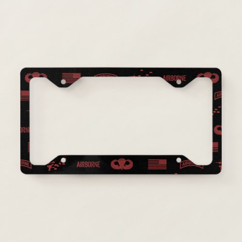 Airborne Pattern Red License Plate Frame