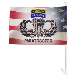 Airborne Ranger Jump Wings Car Flag
