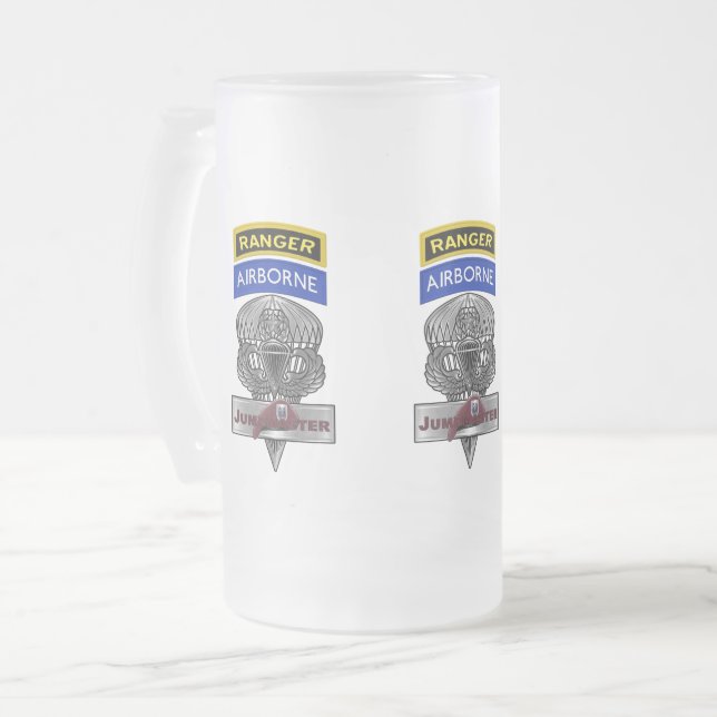 Airborne Ranger Jumpmaster Commemorative Frosted Glass Beer Mug (Front Left)