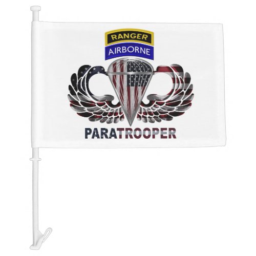 Airborne Ranger Paratrooper Wings Car Flag