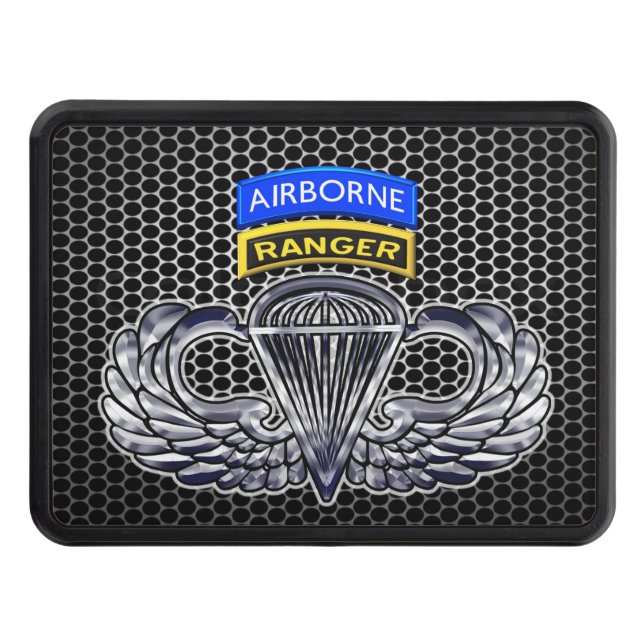 Airborne Ranger Tabs with Jump Wings Hitch Cover (Front)