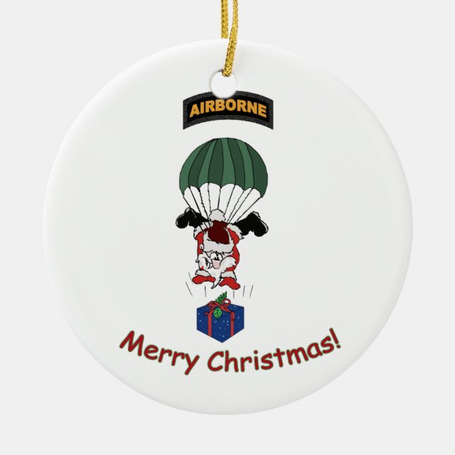 Airborne Santa Ceramic Ornament (Front)