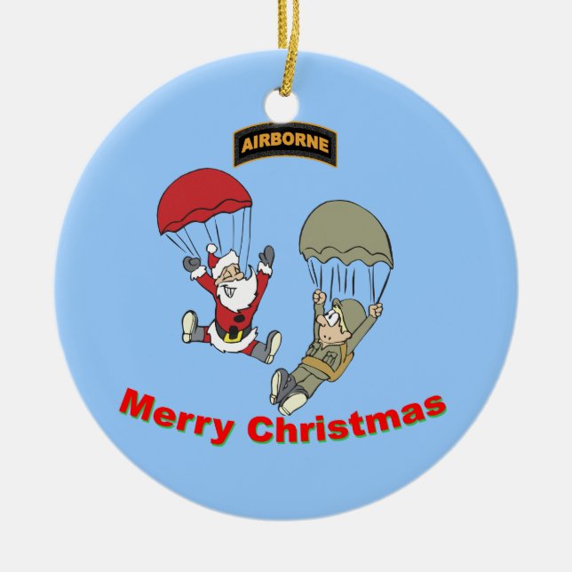 Airborne Santa II Ceramic Ornament (Front)