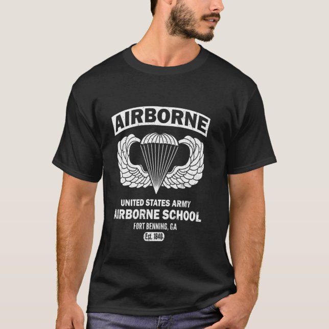 Airborne School Fort Benning Est 1940 Paratrooper  T-Shirt (Front)