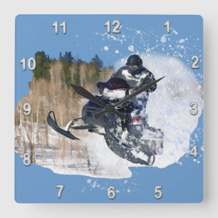 Airborne Snowmobile Square Wall Clock