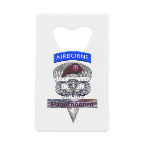 Airborne Tab Steel Paratrooper Jump Wings Credit Card Bottle Opener